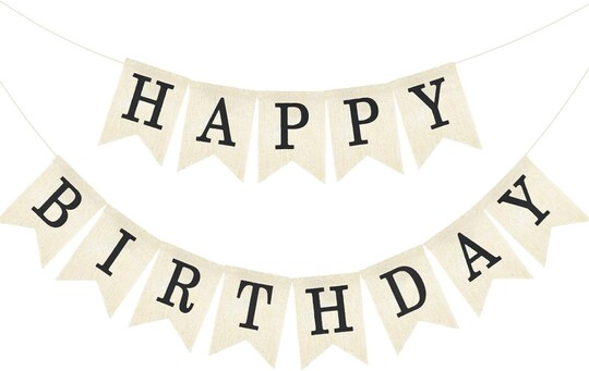 Citrus; Happy Birthday Banner - NO-DIY Black Burlap Happy Birthday Banner Sign Happy Birthdays Party Decoration; Category:Banners; Image:1